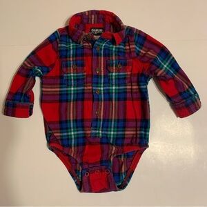 OshKosh B'gosh Plaid Flannel Baby One Piece Body Suit 18M